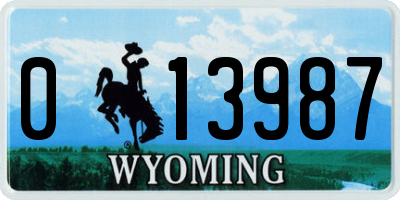 WY license plate 013987