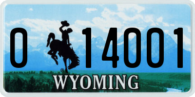 WY license plate 014001