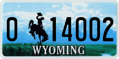 WY license plate 014002