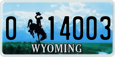 WY license plate 014003