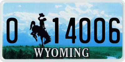 WY license plate 014006