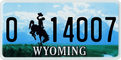WY license plate 014007