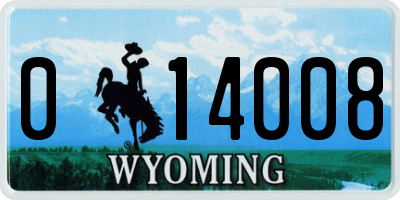 WY license plate 014008
