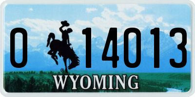 WY license plate 014013