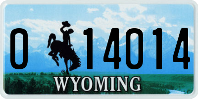 WY license plate 014014