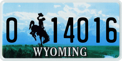 WY license plate 014016