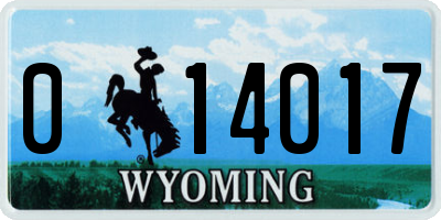 WY license plate 014017