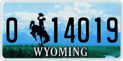 WY license plate 014019