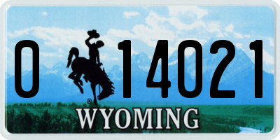 WY license plate 014021