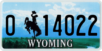 WY license plate 014022
