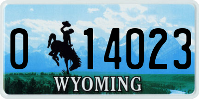 WY license plate 014023