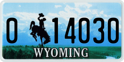 WY license plate 014030