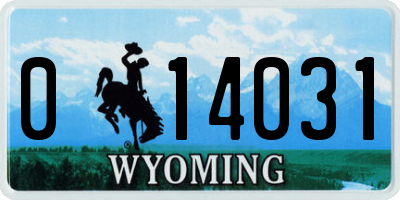 WY license plate 014031