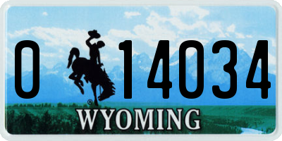 WY license plate 014034