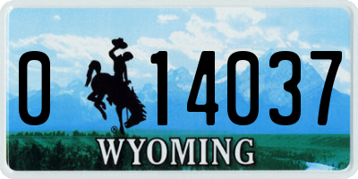 WY license plate 014037