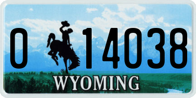 WY license plate 014038