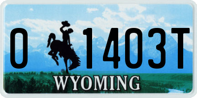 WY license plate 01403T