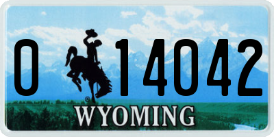 WY license plate 014042