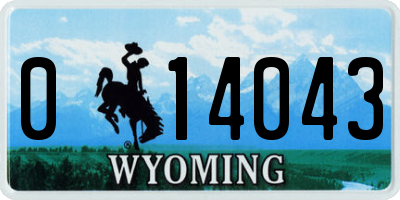 WY license plate 014043