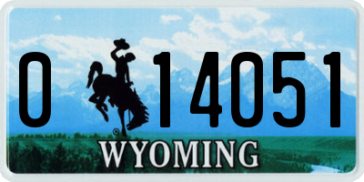 WY license plate 014051