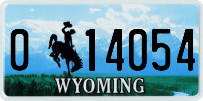 WY license plate 014054