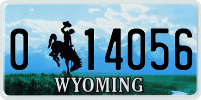 WY license plate 014056