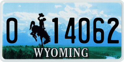 WY license plate 014062