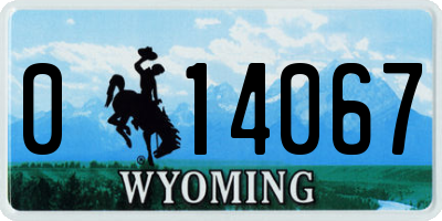 WY license plate 014067