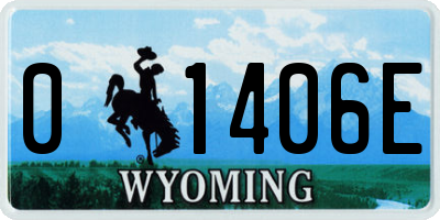 WY license plate 01406E