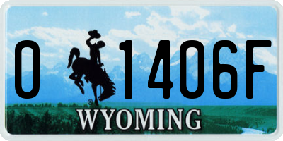 WY license plate 01406F