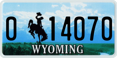 WY license plate 014070