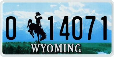 WY license plate 014071