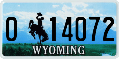 WY license plate 014072