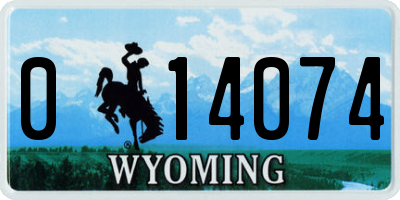 WY license plate 014074