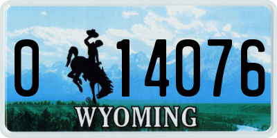 WY license plate 014076