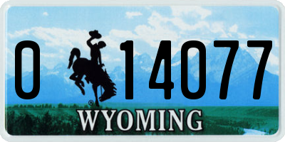 WY license plate 014077