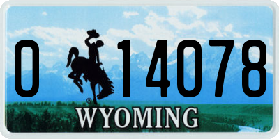WY license plate 014078