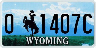WY license plate 01407C