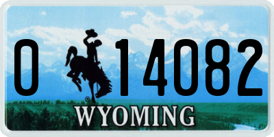 WY license plate 014082