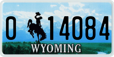 WY license plate 014084