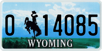 WY license plate 014085