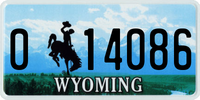 WY license plate 014086