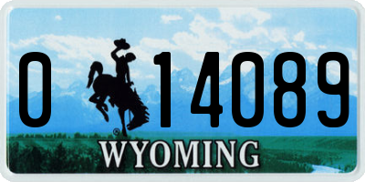 WY license plate 014089