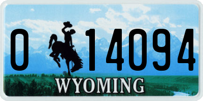 WY license plate 014094