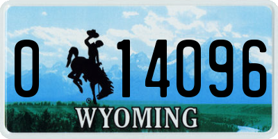 WY license plate 014096