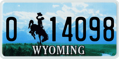 WY license plate 014098