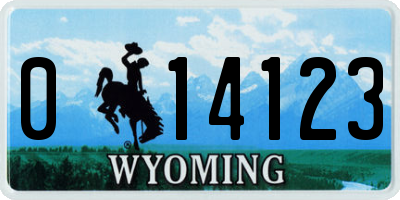 WY license plate 014123