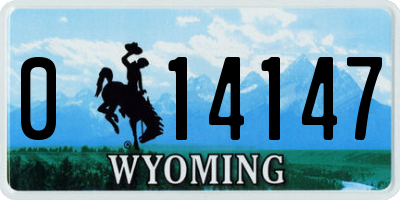 WY license plate 014147