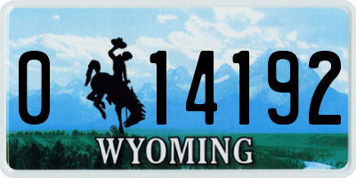 WY license plate 014192