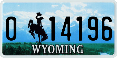 WY license plate 014196